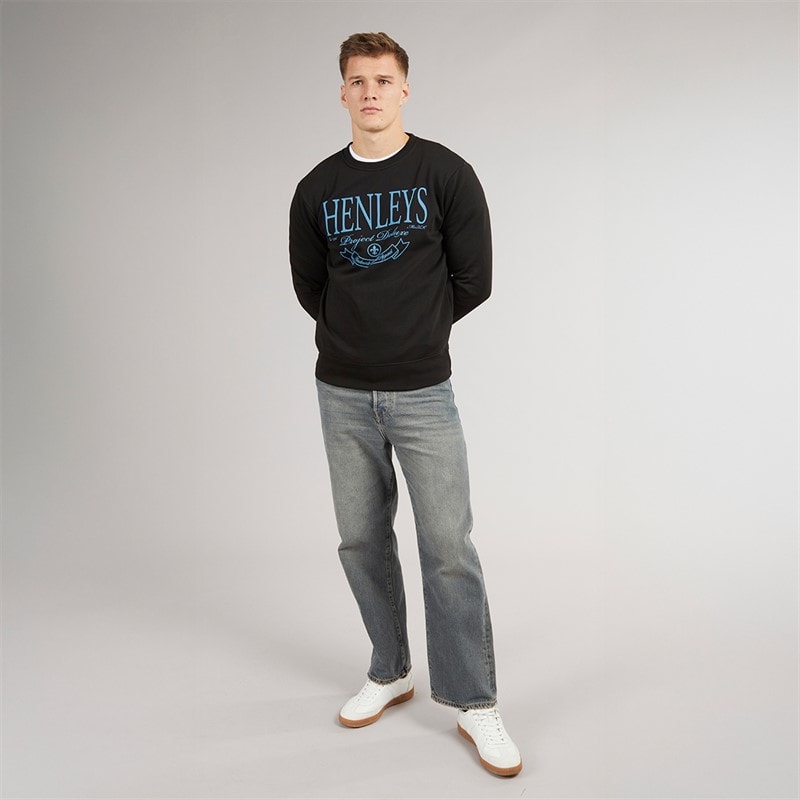 Henleys Mens Henbank Sweatshirt Black - Image 3