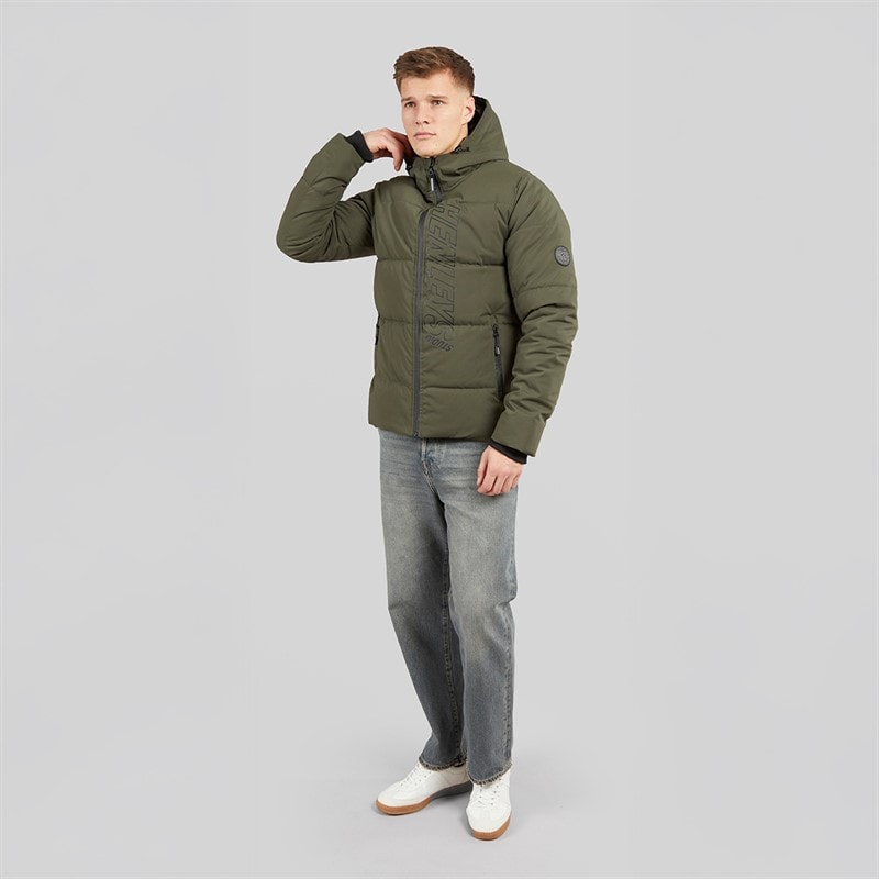 Henleys Mens System Ski Puffer Jacket Khaki - Image 4