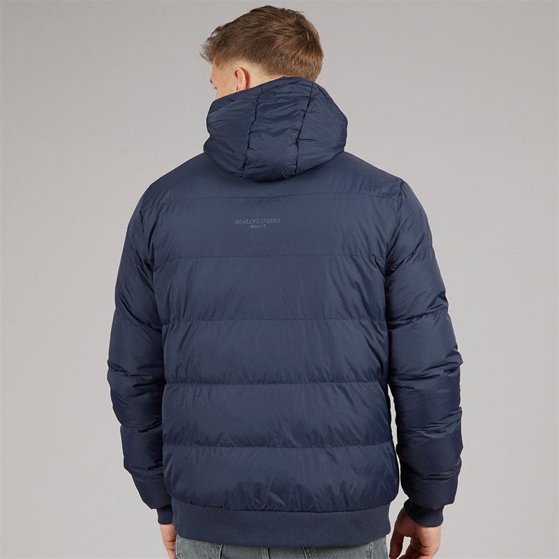 Henleys Mens Thinker Puffer Bomber Jacket Navy - Image 2