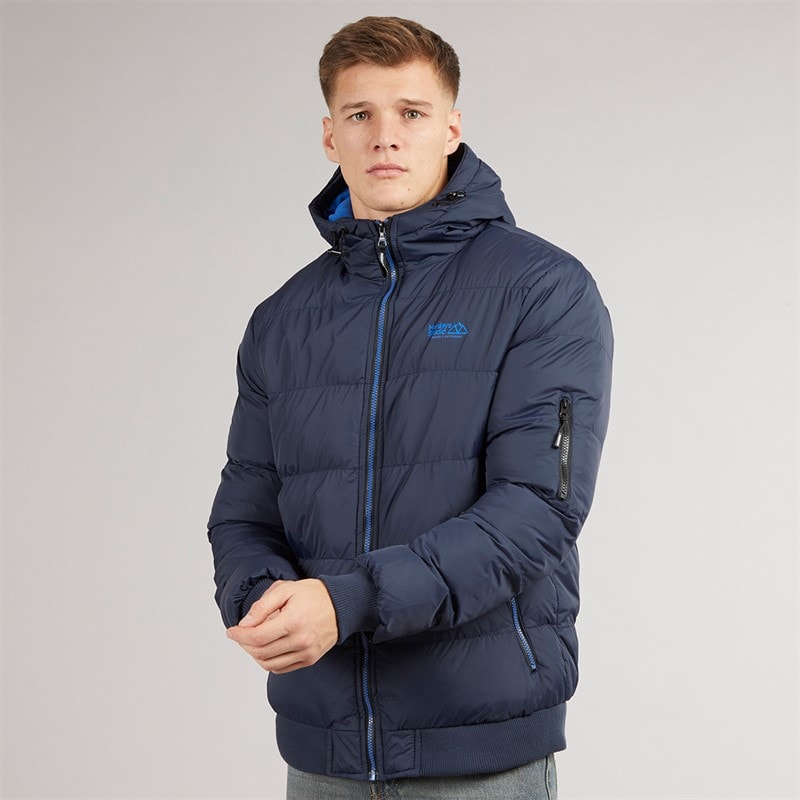 Henleys Mens Thinker Puffer Bomber Jacket Navy - Image 3