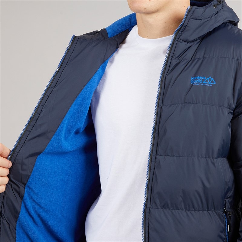 Henleys Mens Thinker Puffer Bomber Jacket Navy - Image 5