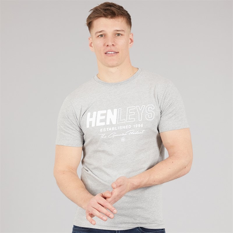 Henleys Mens Melvern T-Shirt Grey Marl - Image 1