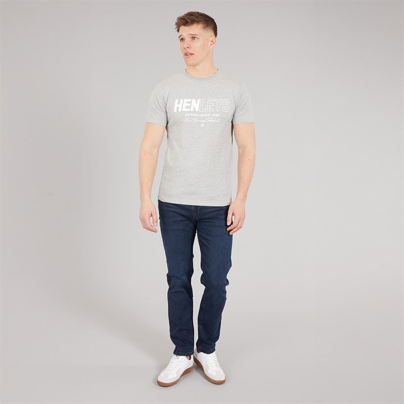 Henleys Mens Melvern T-Shirt Grey Marl - Image 3