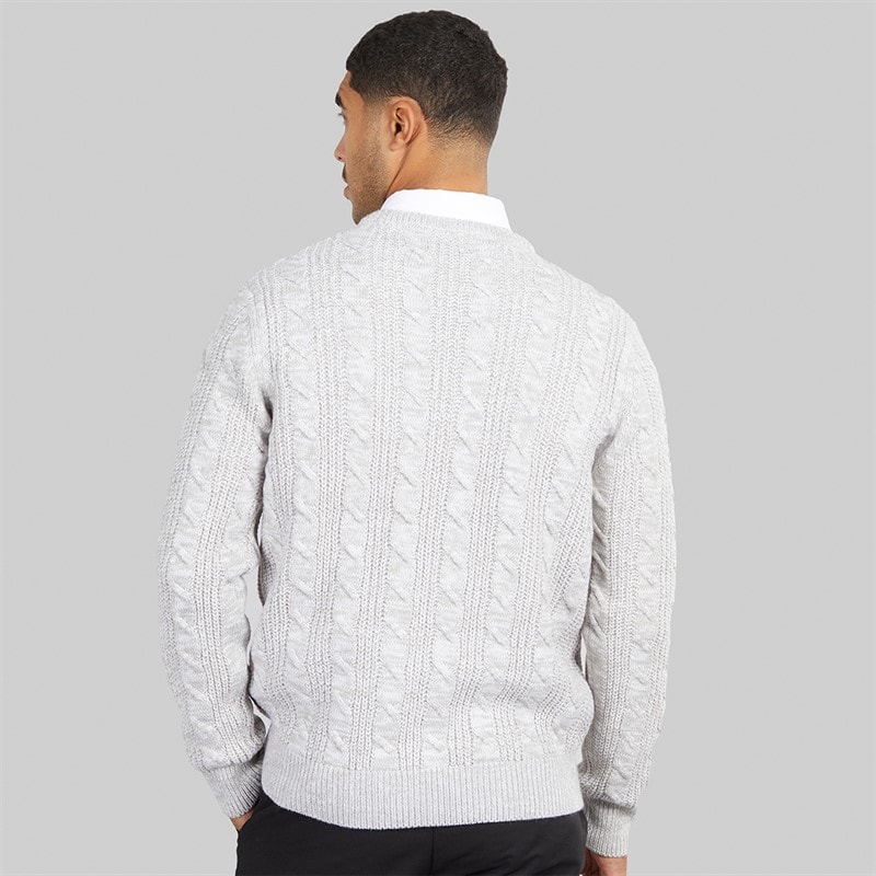 French Connection Mens Cotton Cable Crew Neck Jumper Ecru Melange - Image 2