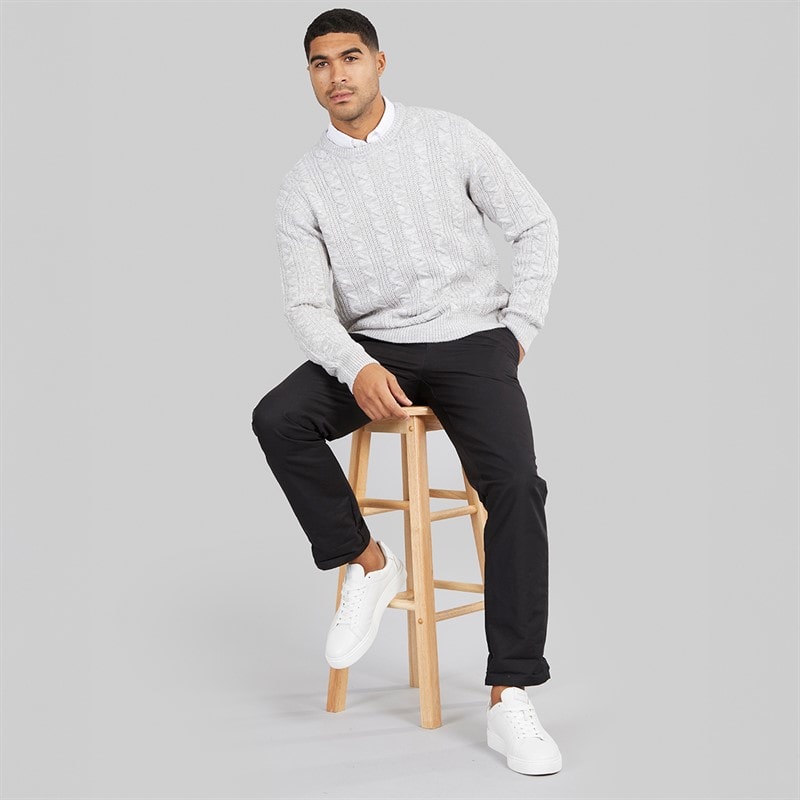 French Connection Mens Cotton Cable Crew Neck Jumper Ecru Melange - Image 4