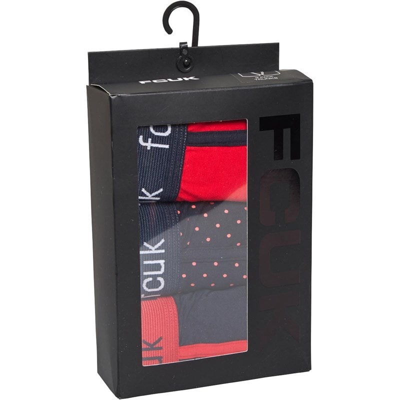 French Connection Mens Fcuk Three Pack Boxers FCUK 15 Marine/Red/Dot - Image 2