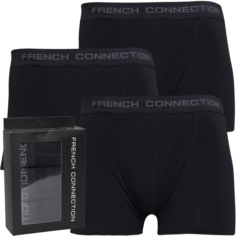 French Connection Mens Three Pack FC Boxers FC1 Black/Black/Black