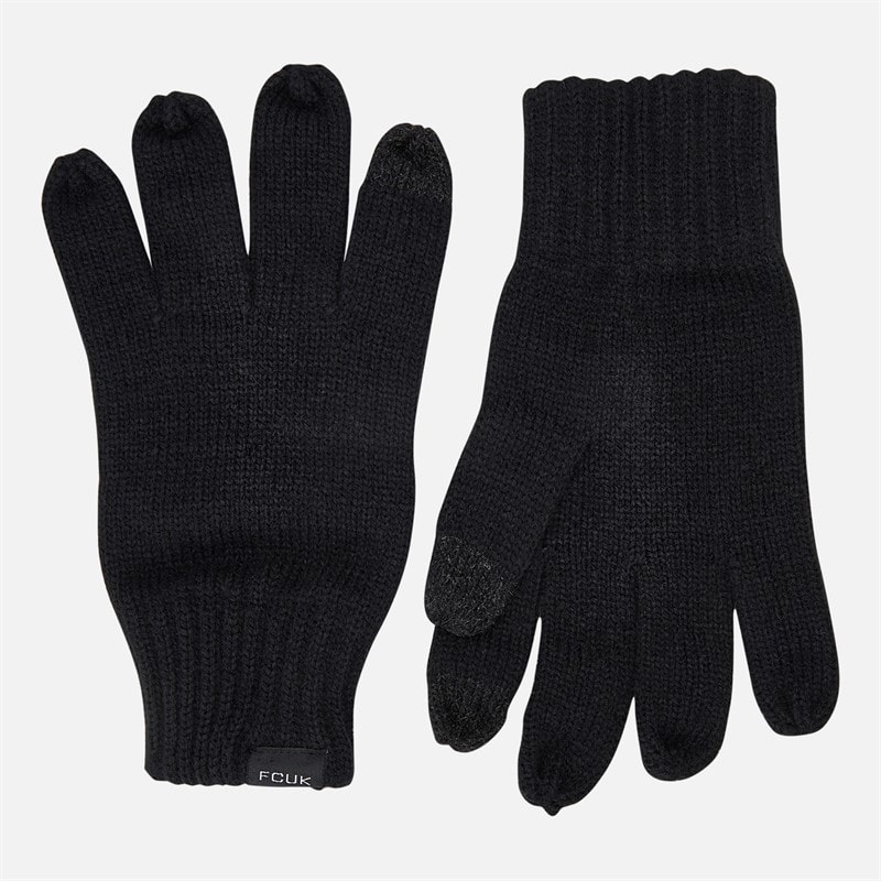 French Connection Mens Touchscreen Gloves Black - Image 1