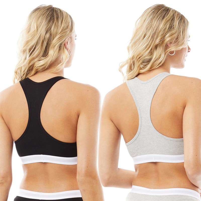 French Connection Womens Two Pack Crop Tops Grey/Black - Image 2