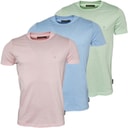 French Connection Mens Three Pack Crew T-Shirts Multi 10-Sky Melange/Pink Melange/Mint Melange