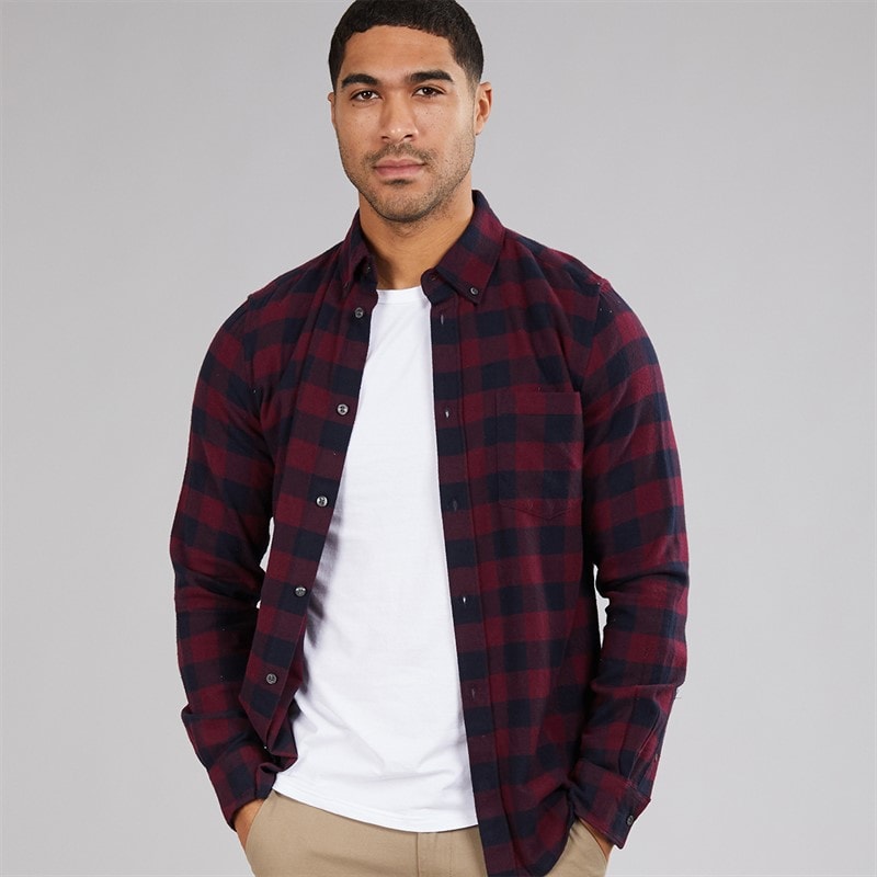 French Connection Mens Large Gingham Flannel Check Long Sleeve Shirt Chateaux/Marine - Image 1