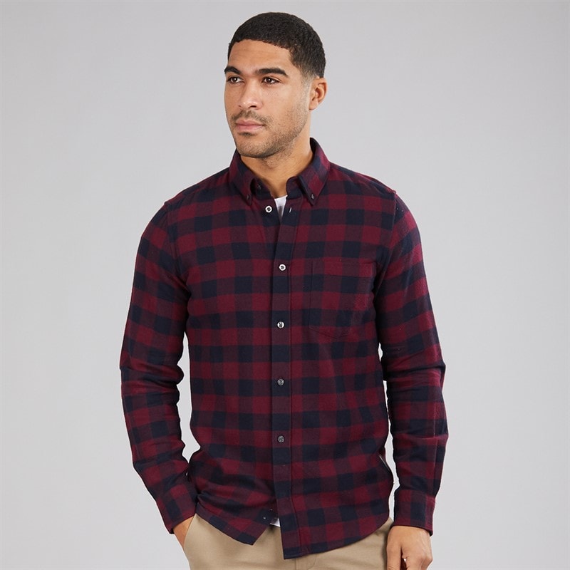 French Connection Mens Large Gingham Flannel Check Long Sleeve Shirt Chateaux/Marine - Image 3