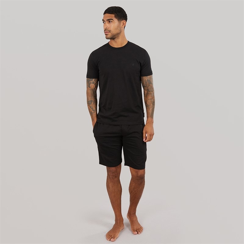 French Connection Mens FC Lounge T-Shirt And Shorts Set Black - Image 4