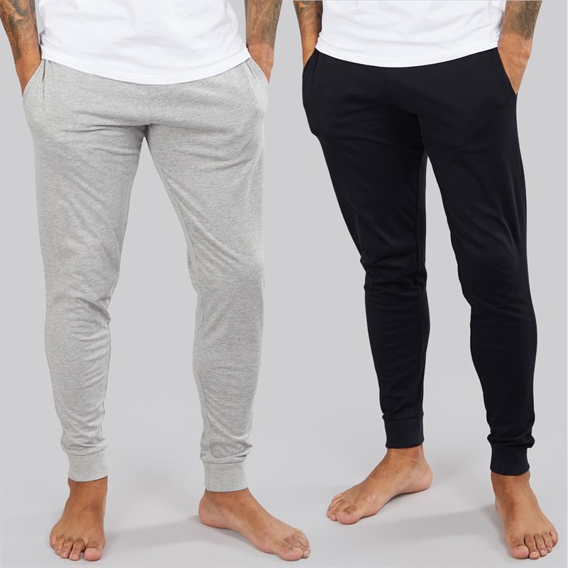 French Connection Mens FC Jersey Two Pack Joggers Marine/Light Grey Marl