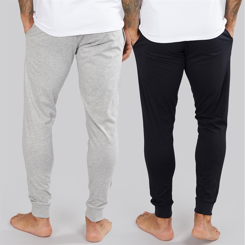 French Connection Mens FC Jersey Two Pack Joggers Marine/Light Grey Marl - Image 2