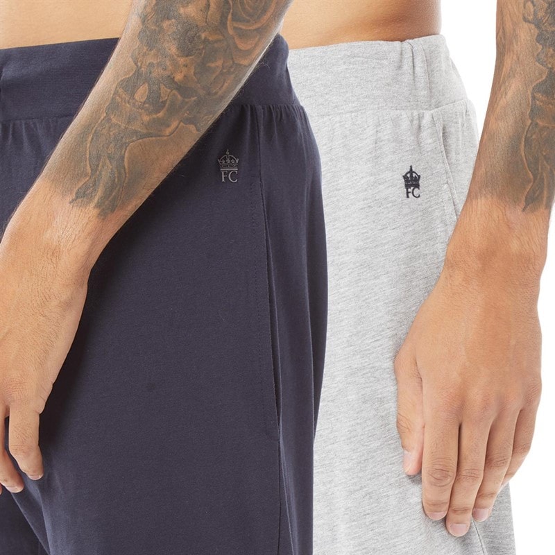 French Connection Mens FC Jersey Two Pack Joggers Marine/Light Grey Marl - Image 3
