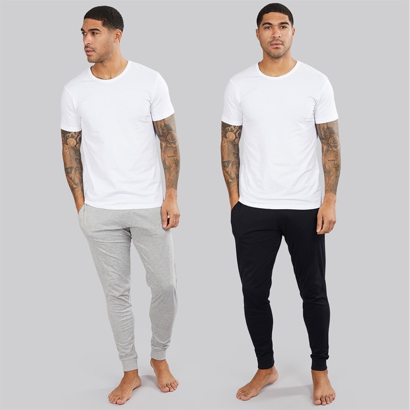 French Connection Mens FC Jersey Two Pack Joggers Marine/Light Grey Marl - Image 4
