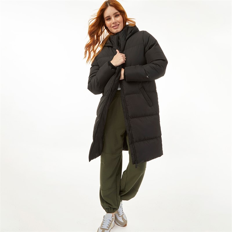 French Connection Womens Long Length Hooded Puffer Coat Black - Image 4