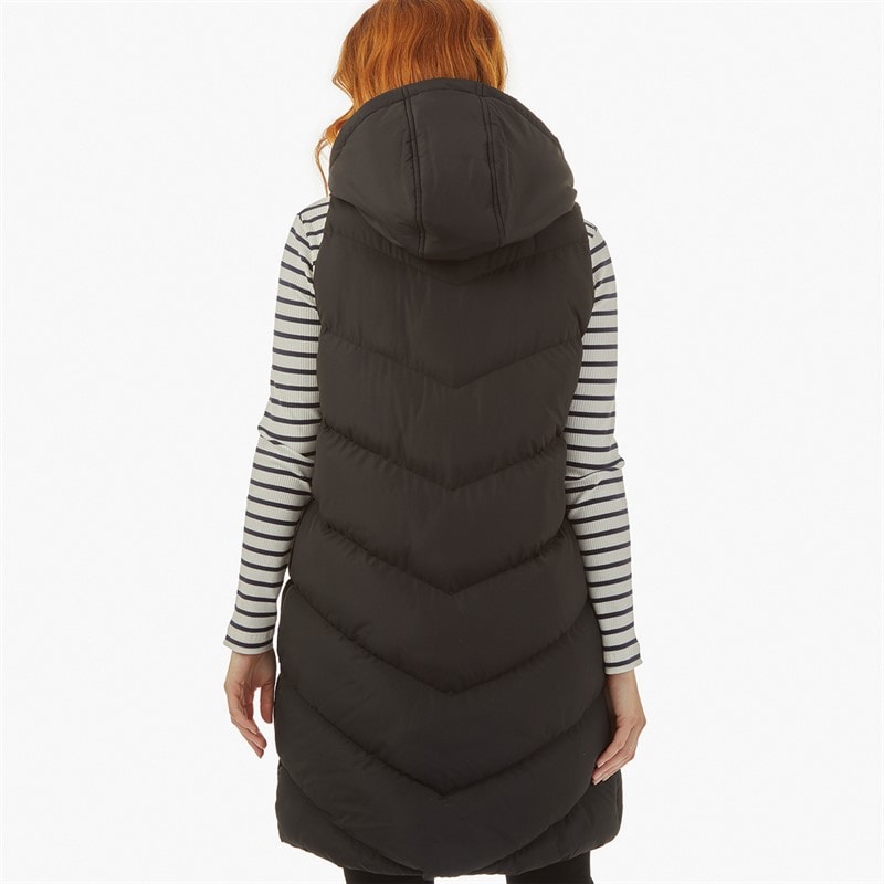 French Connection Womens Long Chevron Hooded Gilet Black - Image 2