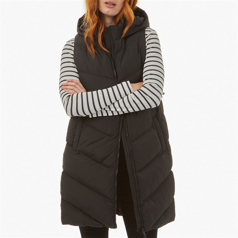 French Connection Womens Long Chevron Hooded Gilet Black - Image 3