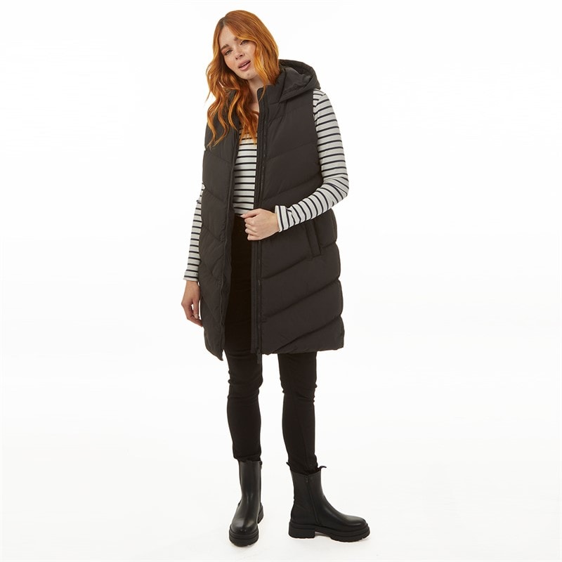 French Connection Womens Long Chevron Hooded Gilet Black - Image 4