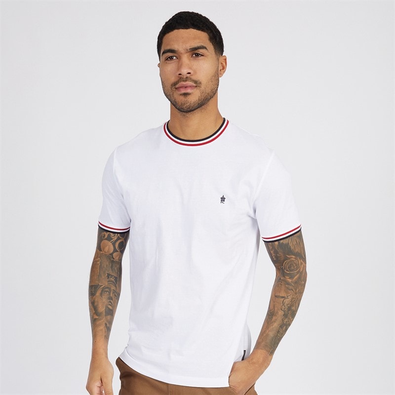 French Connection Mens 3 Colour Ringer T-Shirt White - Image 1