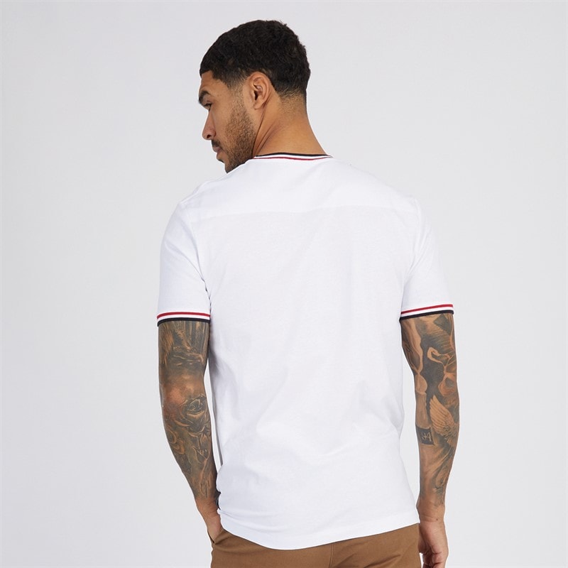 French Connection Mens 3 Colour Ringer T-Shirt White - Image 2