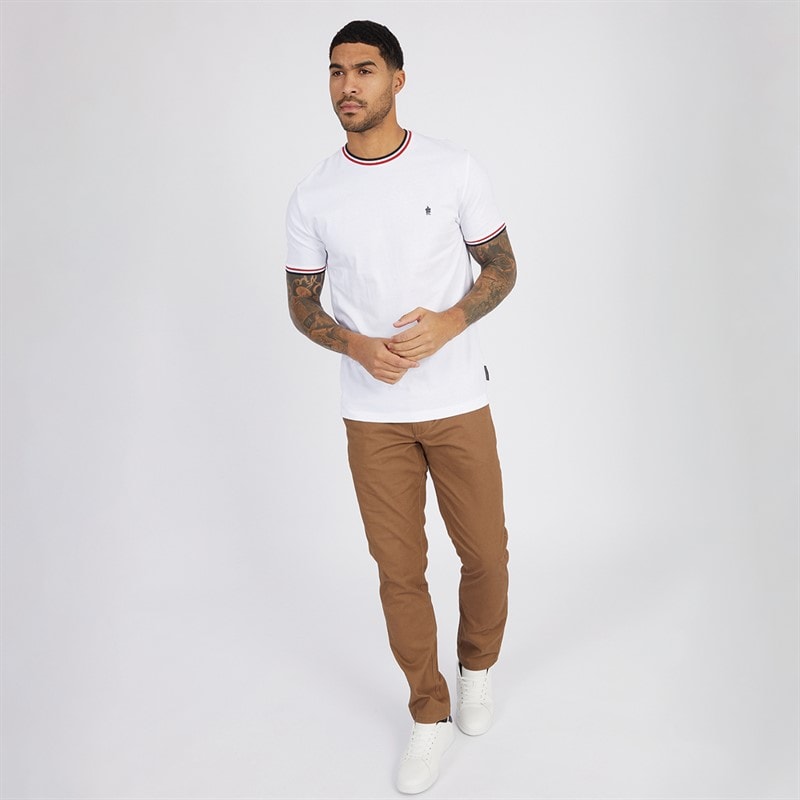 French Connection Mens 3 Colour Ringer T-Shirt White - Image 3