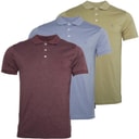 French Connection Mens Three Pack Jersey Polo Shirts Multi Three- Light Khaki/Chateaux Mel/Light Blue Mel