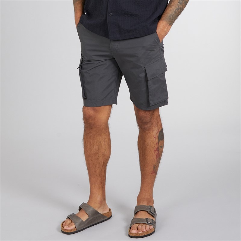 French Connection Mens Cargo Tech Shorts Charcoal