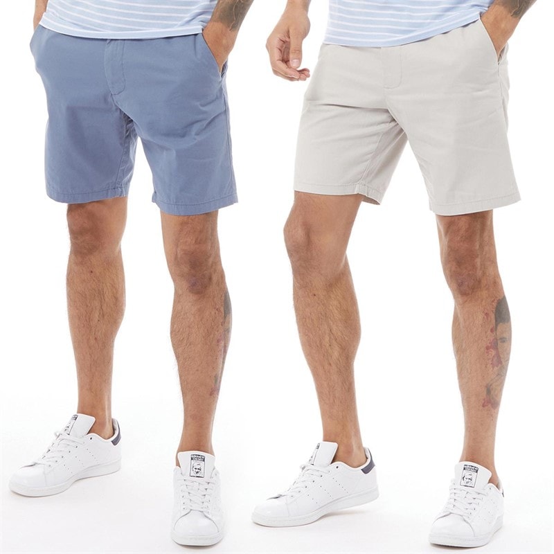 French Connection Mens Chino Two Pack Shorts Multi 5 - Light Grey/Light Blue - Image 1