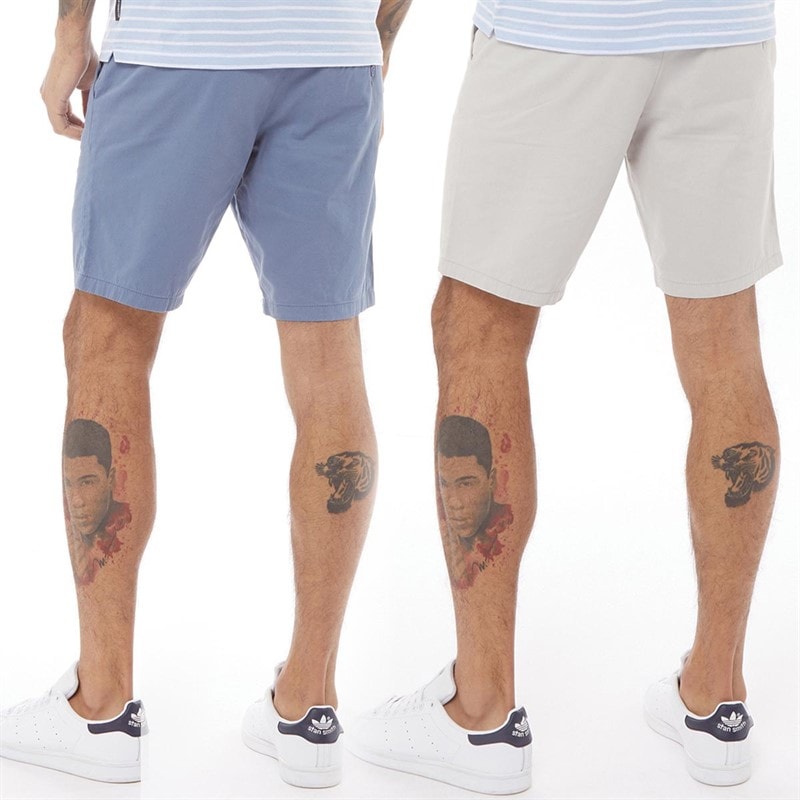 French Connection Mens Chino Two Pack Shorts Multi 5 - Light Grey/Light Blue - Image 2