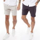 French Connection Mens Chino Two Pack Shorts Multi 1 - Marine/Stone