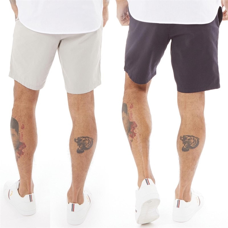 French Connection Mens Chino Two Pack Shorts Multi 1 - Marine/Stone - Image 2
