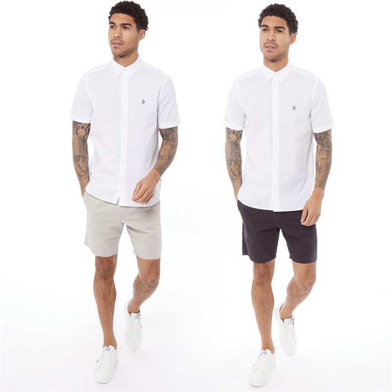 French Connection Mens Chino Two Pack Shorts Multi 1 - Marine/Stone - Image 3