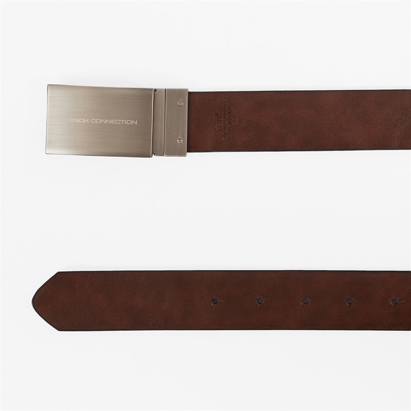 French Connection Mens FC Rectangle Reversible Belt Black/Brown - Image 2
