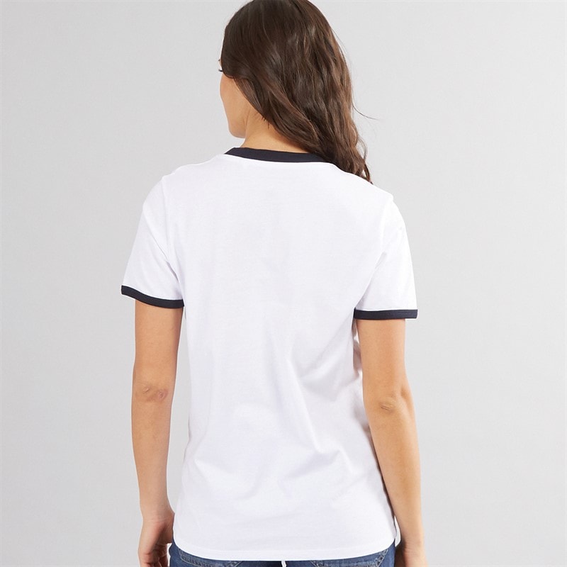 French Connection Womens Ringer Collegiate T-Shirt White/Dark Navy - Image 2