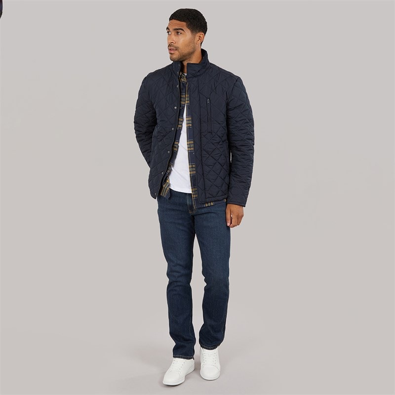 French Connection Mens Diamond Quilted Wad Jacket Marine - Image 4