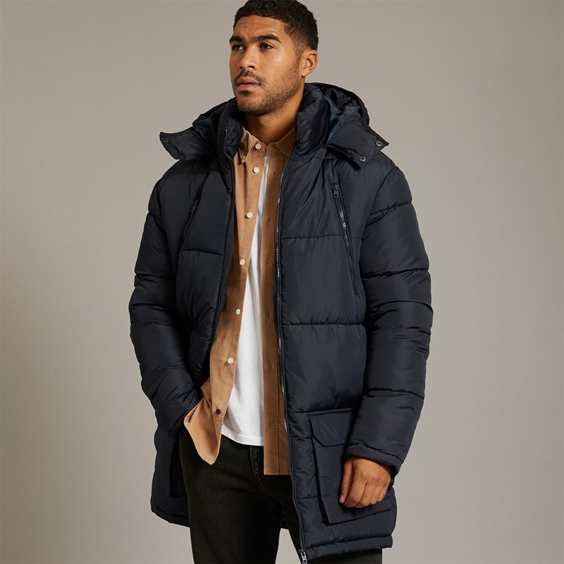 French Connection Mens Zip Puffer Jacket Marine