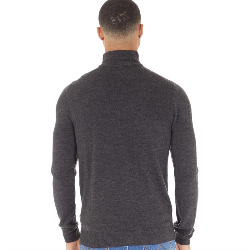 French Connection French Connection Mens Cash 1/4 Zip Jumper Charcoal Melange - Image 2