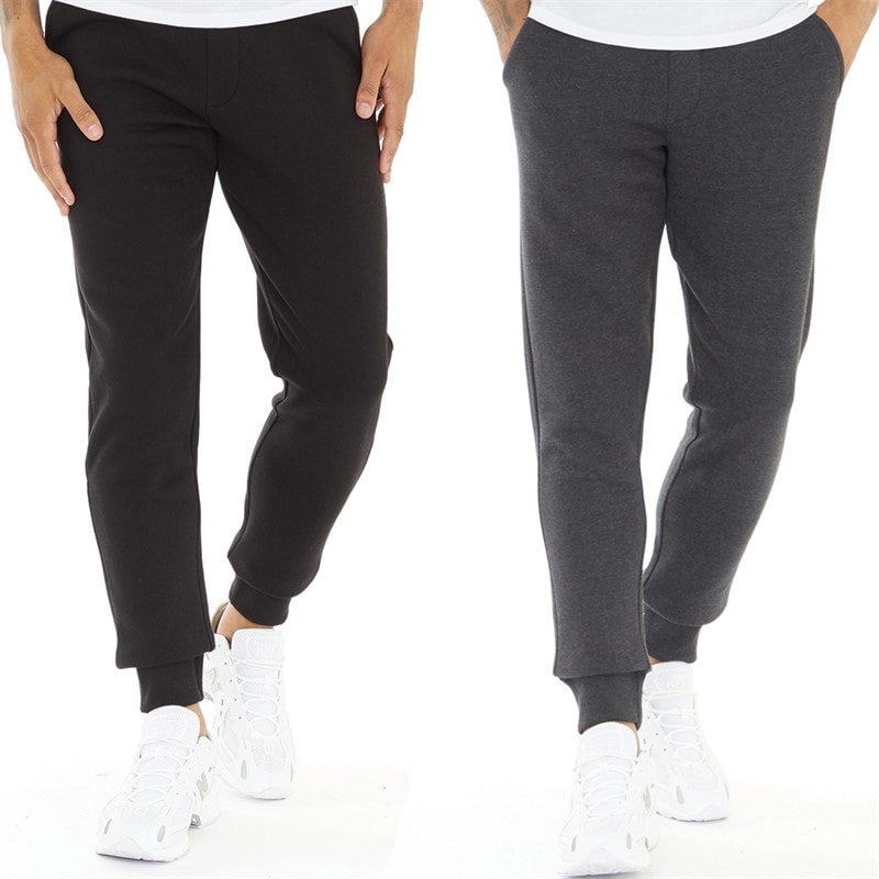 French Connection Mens Two Pack Joggers Black/Charcoal Melange