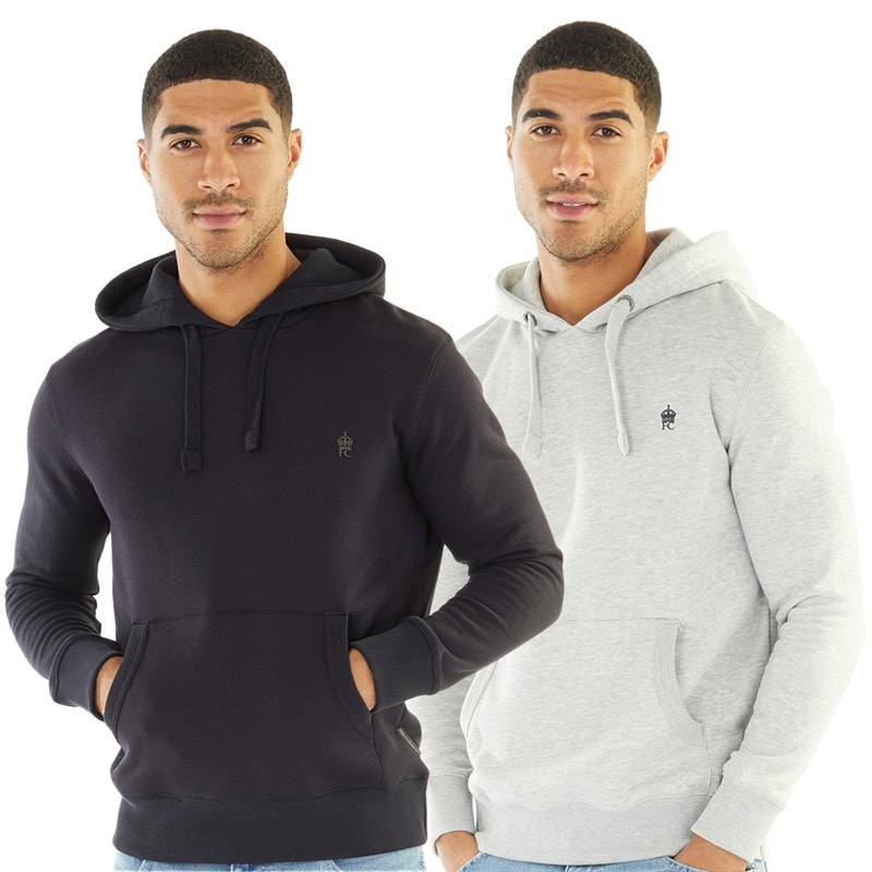 French Connection Mens Two Pack Hoodies Marine/Light Grey Melange - Image 1