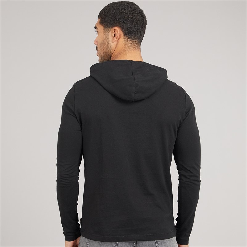 French Connection Mens Scribble Long Sleeve Hooded Top Black/White - Image 2