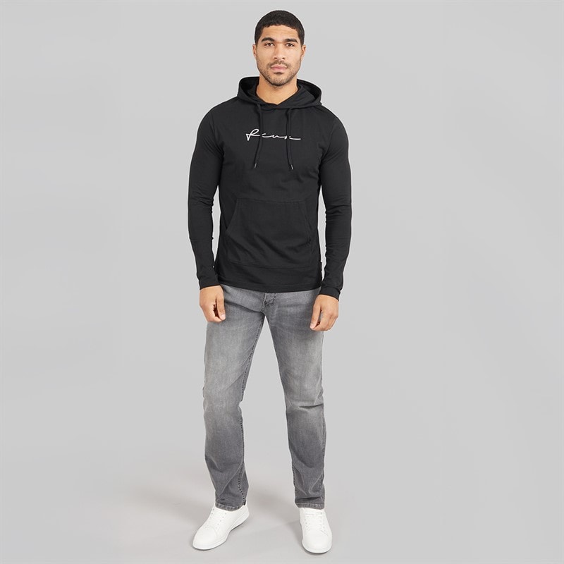 French Connection Mens Scribble Long Sleeve Hooded Top Black/White - Image 4