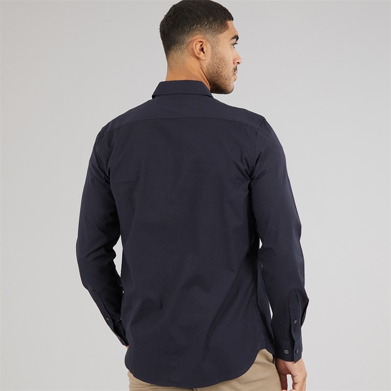 French Connection Mens Long Sleeve Oxford Shirt Solid Marine/Gunmetal - Image 2