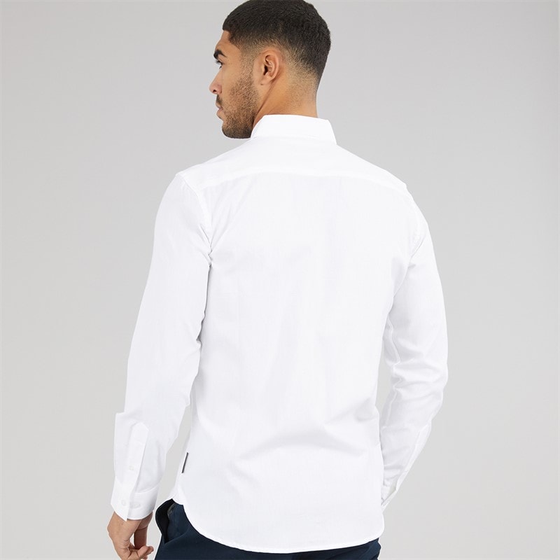 French Connection Mens Long Sleeve Oxford Shirt White/Marine - Image 2