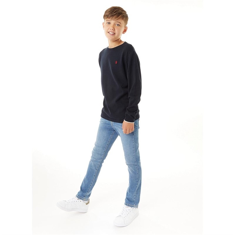 French Connection Boys Plain Tipped Knitted Jumper Navy - Image 3