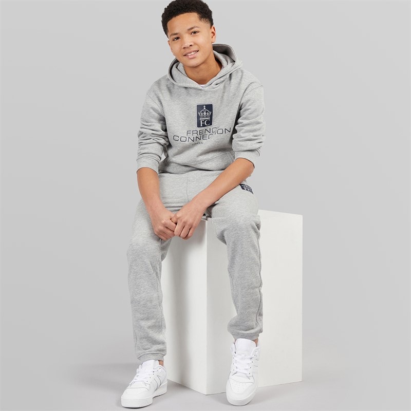 French Connection Boys Label Tracksuit Grey Marl