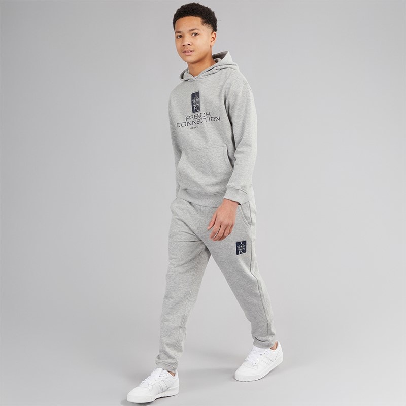 French Connection Boys Label Tracksuit Grey Marl - Image 3