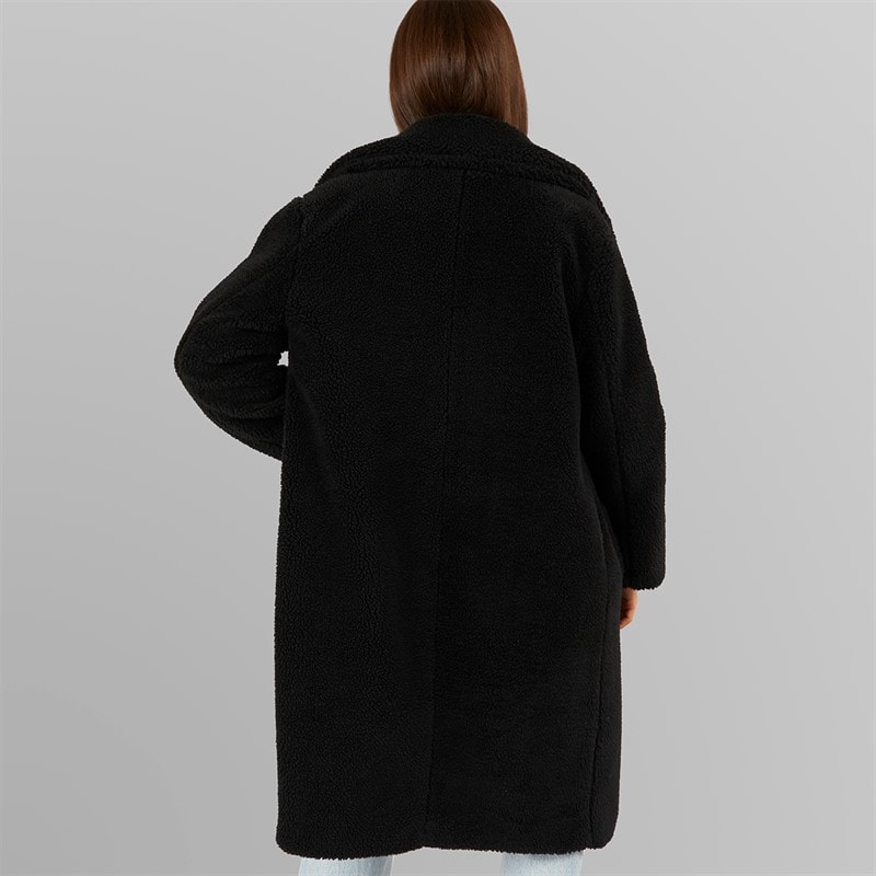 French Connection Womens Borg Peak L Coat Black - Image 2